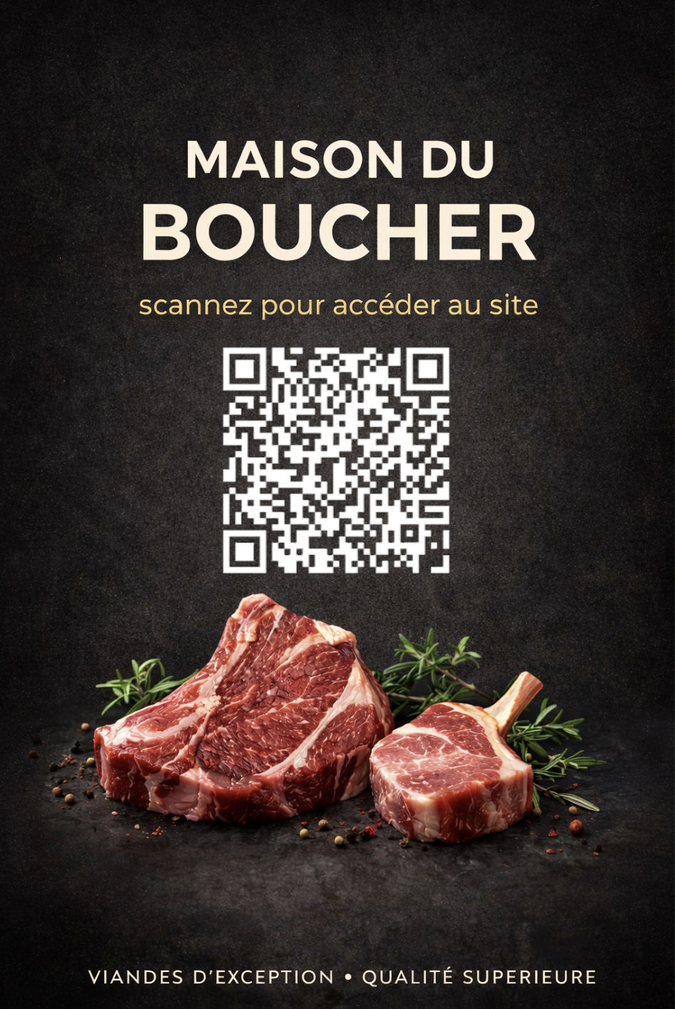 Flyer QR Maison du Boucher - Design Sombre